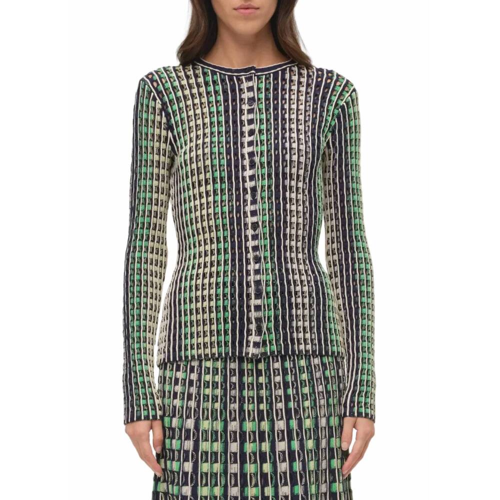 NEW SIMKHAI the mabel eyelet knit cardigan in midnight multi